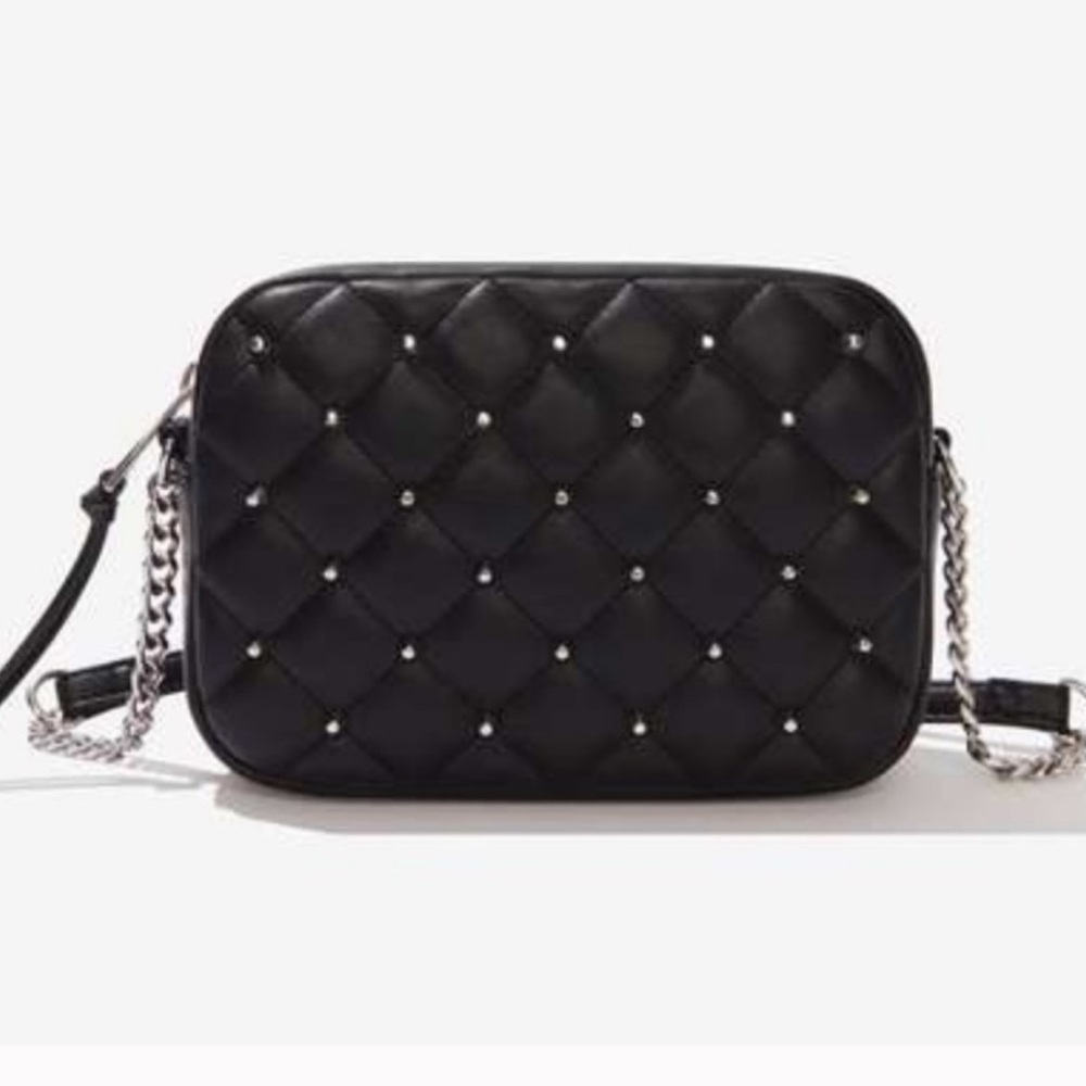 Rebecca Minkoff Quilted Crossbody Bag Diamond Pattern Black and Silver NWTS - Picture 8 of 9
